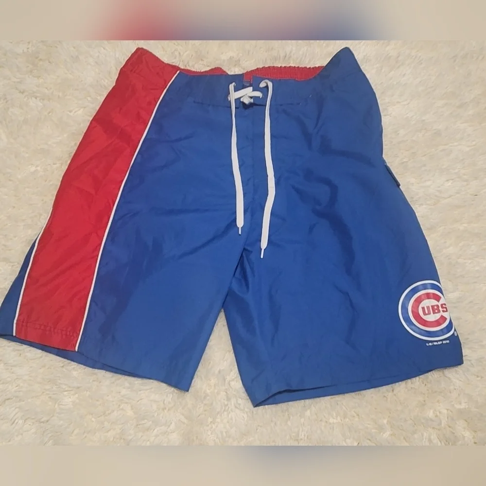 Chicago Cubs MLB Genuine Merchandise Blue Lined Swim Short Trunks Sz. XL